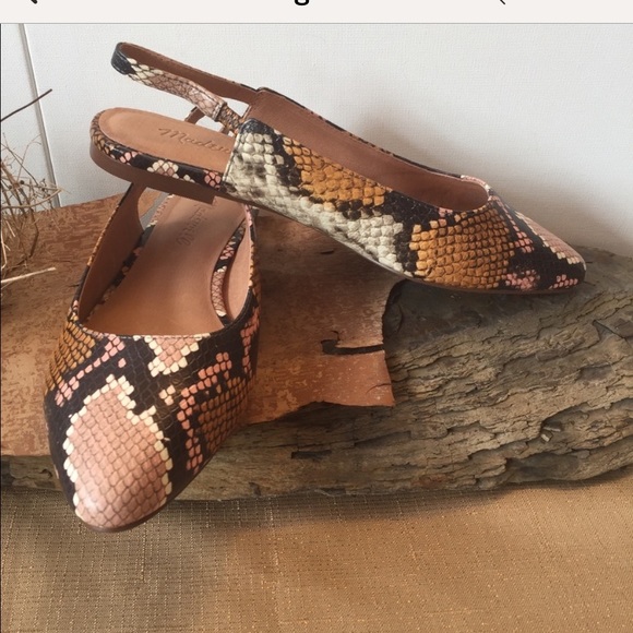 Madewell Margot Snake Pattern Slingback Flat - 6 - Picture 4 of 8